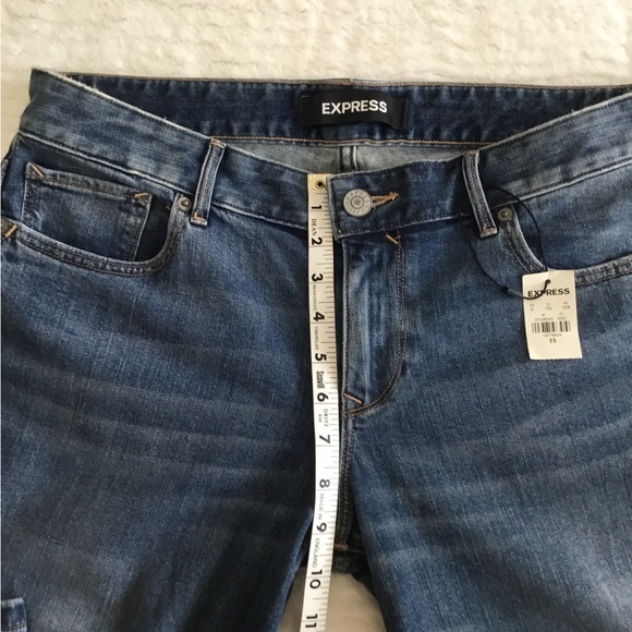 Express Medium Wash Wide Leg Ankle Jeans Size 8S - Picture 9 of 10